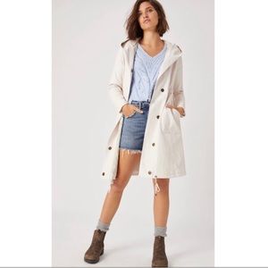 Faux Leather Cream Rain Jacket